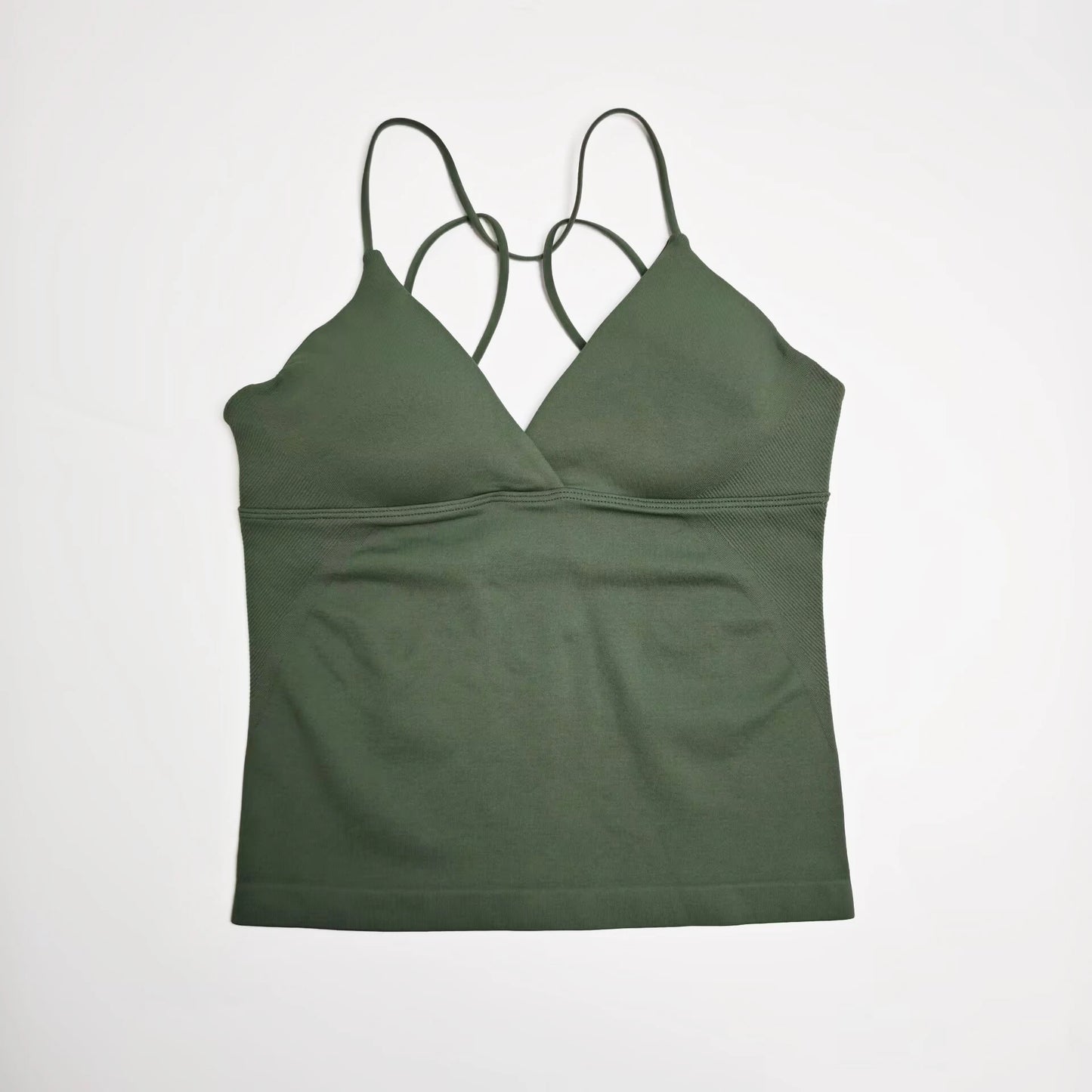 Nclagen Women Seamless Twist Front Longline Yoga Top