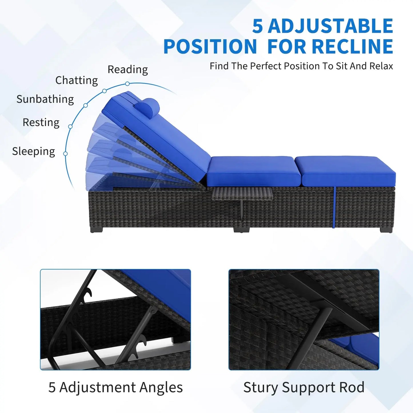 Modern Outdoor Rattan Chaise Lounge Set With Washable Cushions