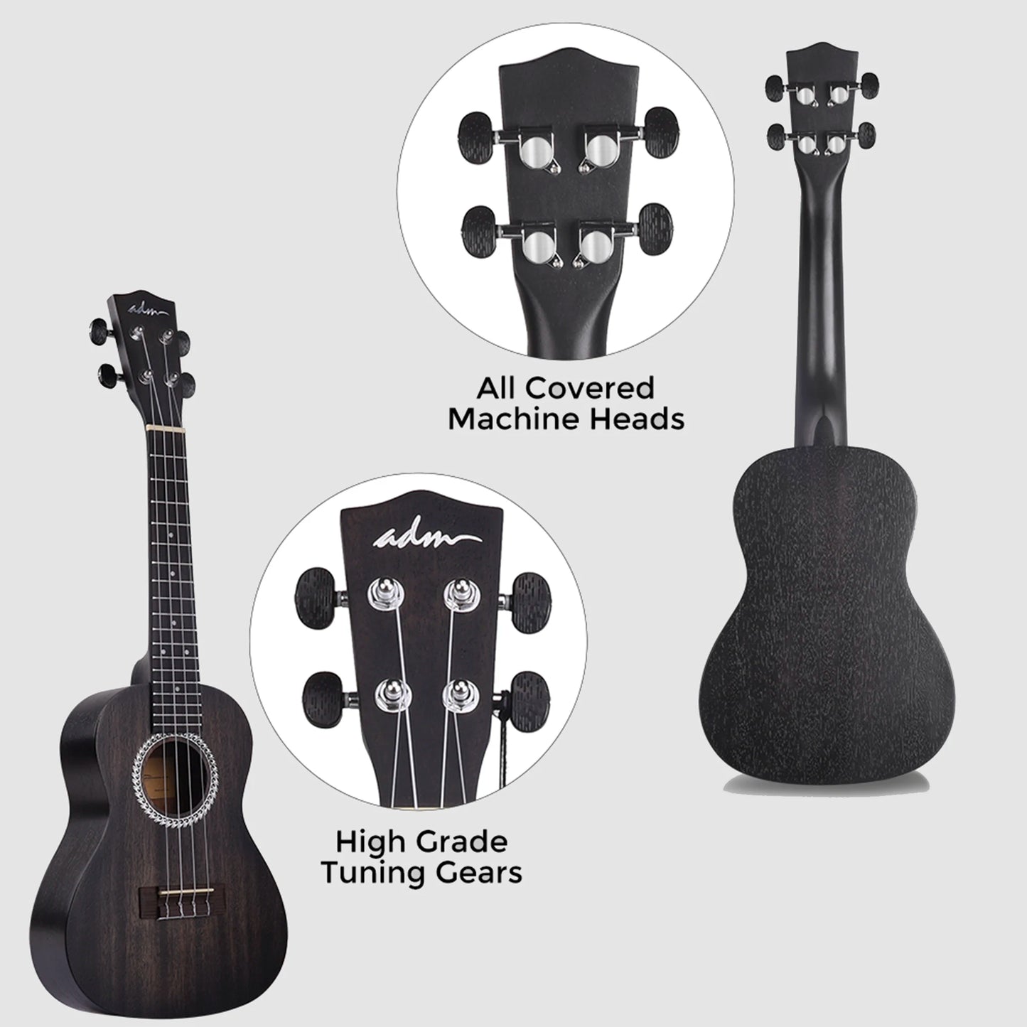 Adm 23 Inch Concert Ukulele Mahogany Body Starter Kit