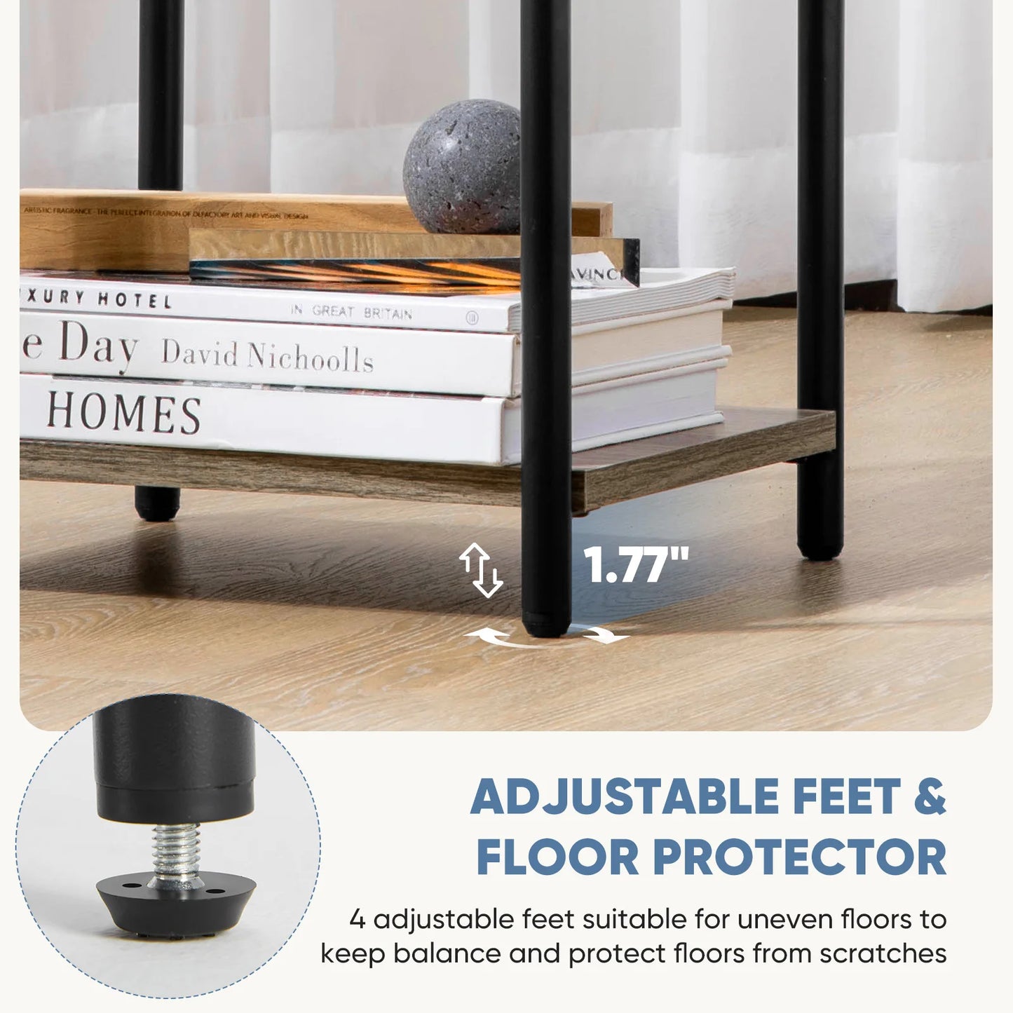 MCQ 3 Tier Wood Storage Shelf Coffee Table Living Room
