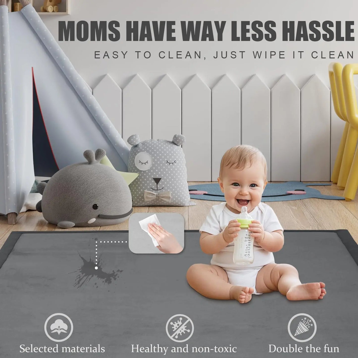 PaPaMat Soft Non Slip Baby Play Mat Flocking Floor Rug