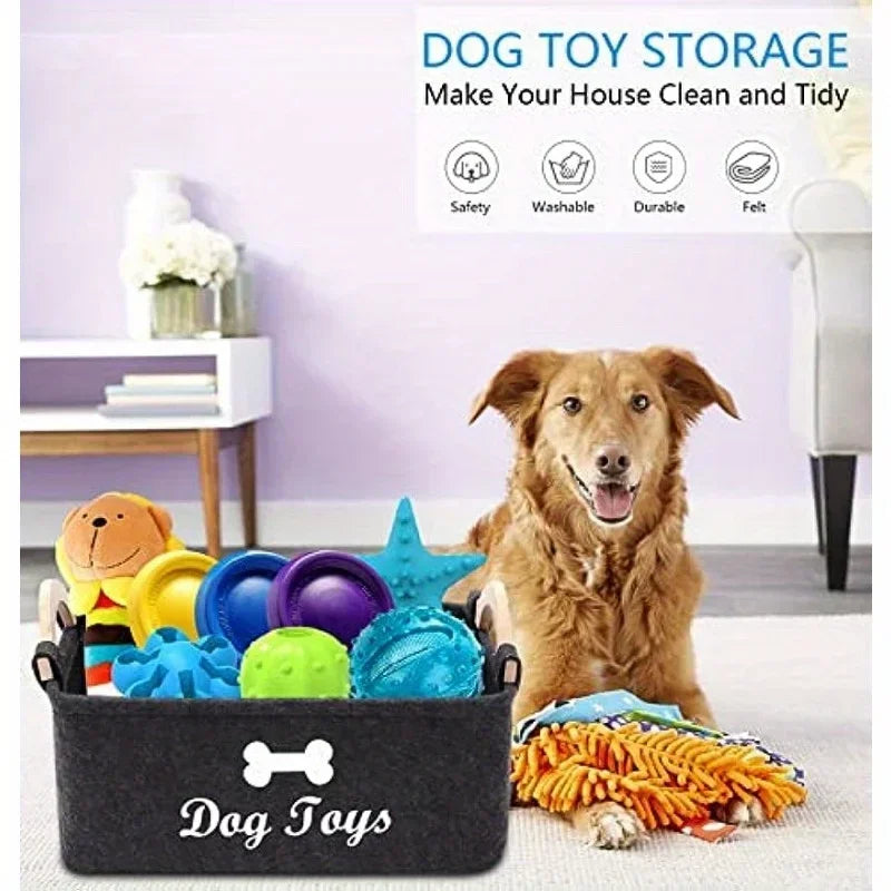 Premium Soft Fleece Dog Toy Storage Box Basket Organizer Holder