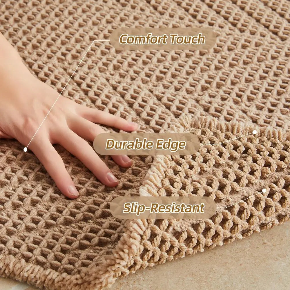 Herringbone Non Slip Washable Absorbent Bathroom Rug Bath Mat