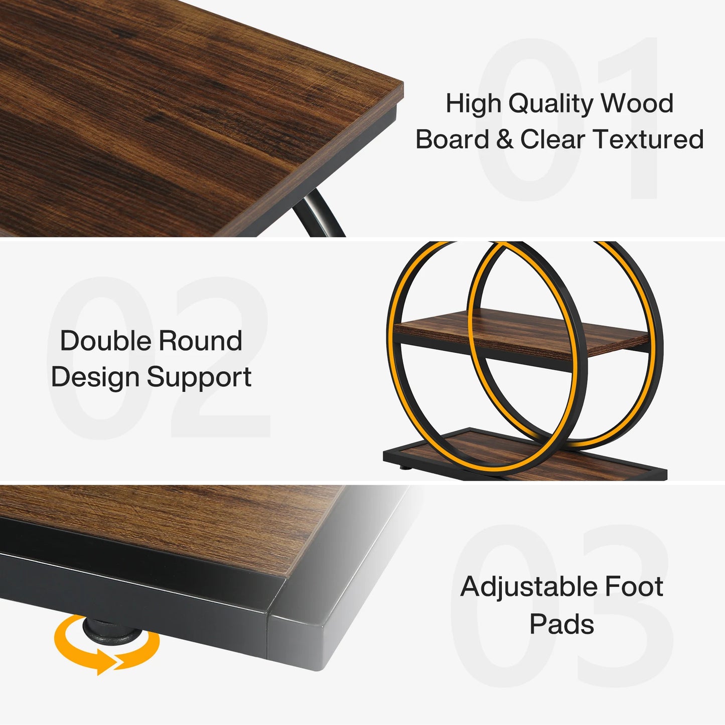 Tribesigns End Table With 3 Storage Shelves Industrial Wood