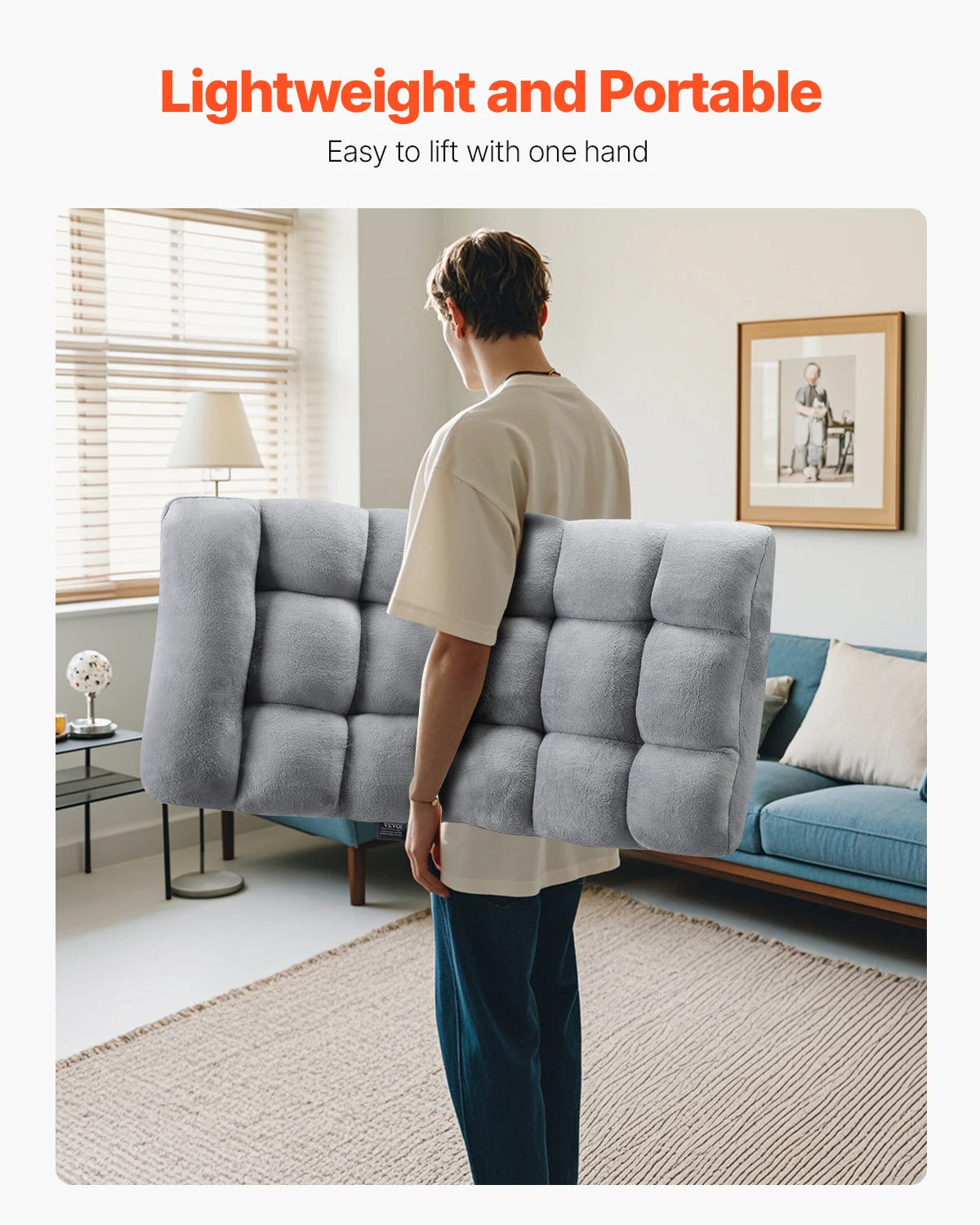 SucceBuy Floor Chair With Back Support Recycled Foam Foldable Sofa