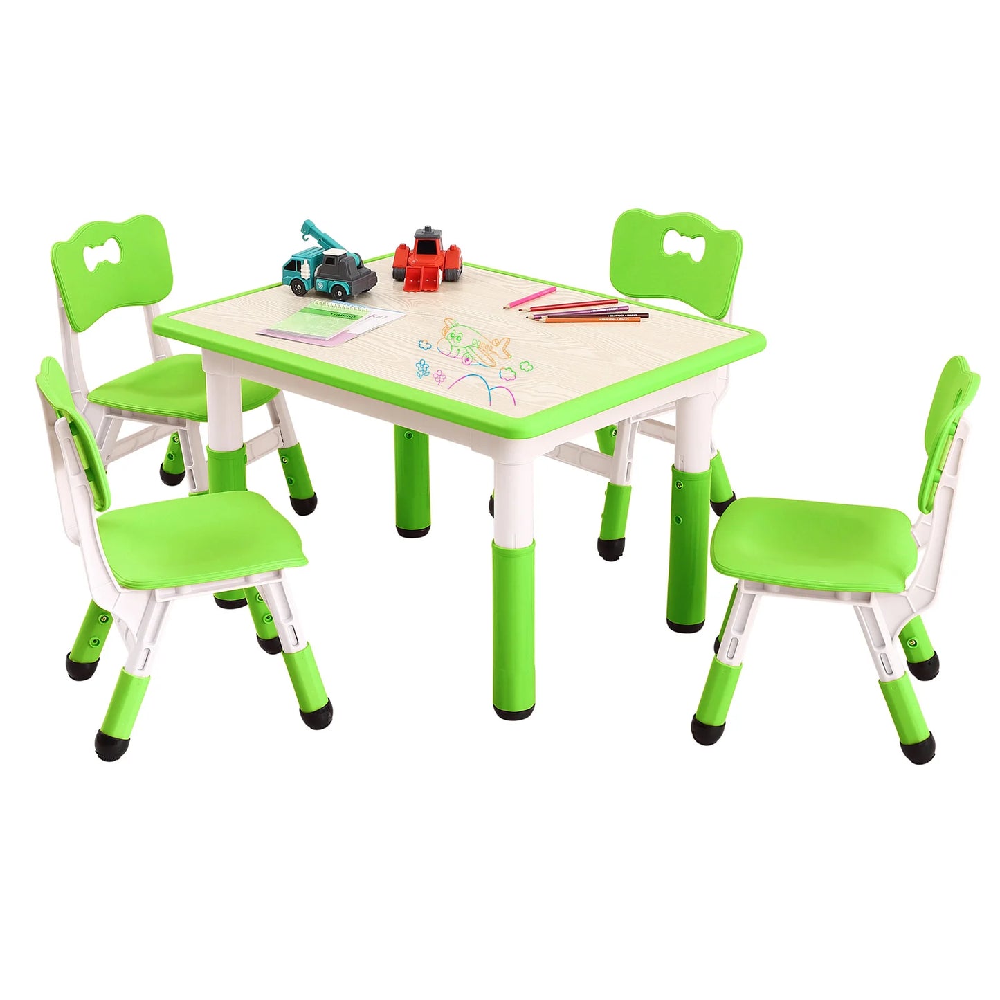 Kids Height Adjustable Table Chairs Set For Classroom Daycare Centers