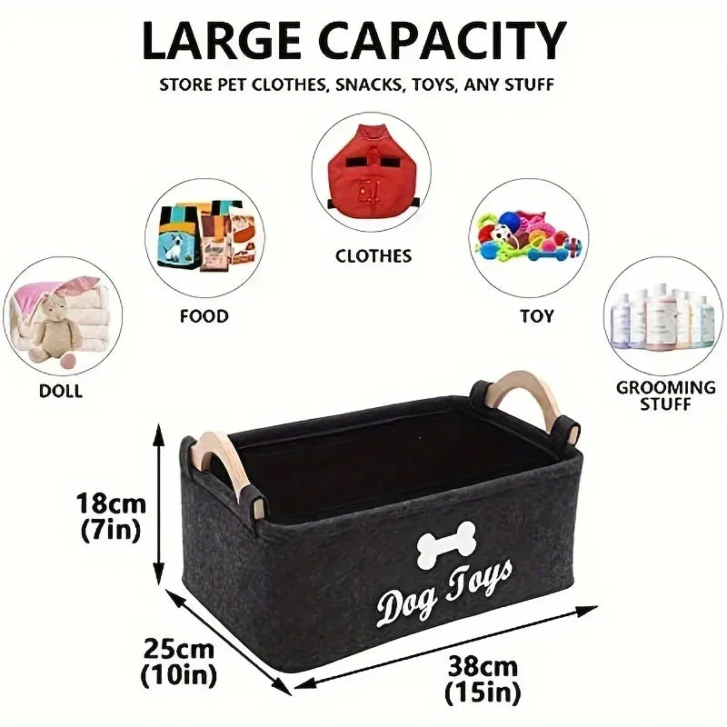 Premium Soft Fleece Dog Toy Storage Box Basket Organizer Holder