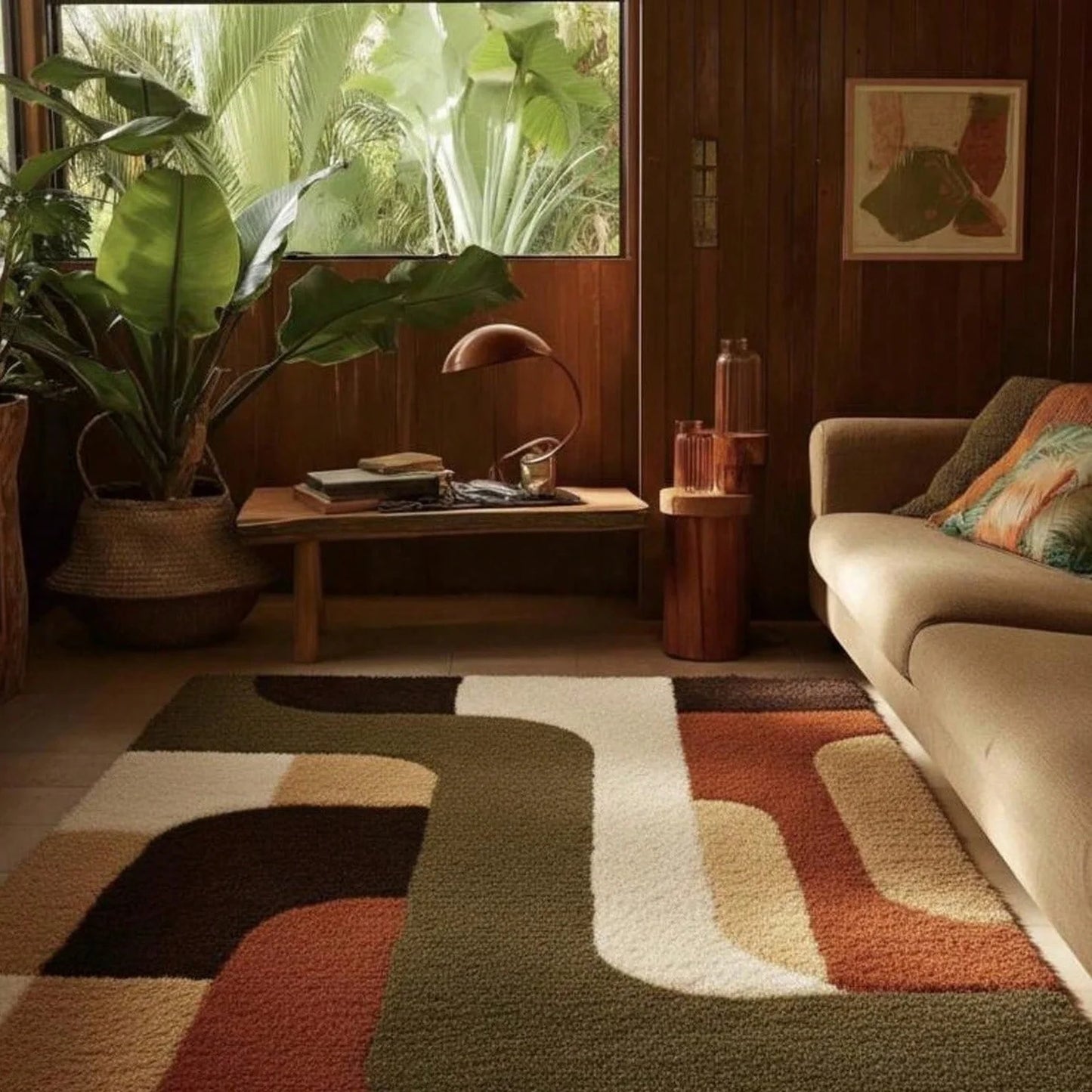 Abstract Medieval Geometric Tufted Area Rug for Living Room