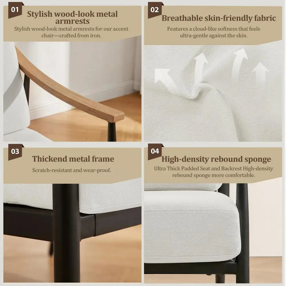 Modern Mid Century Accent Chair with Upholstered Seat For Living Room