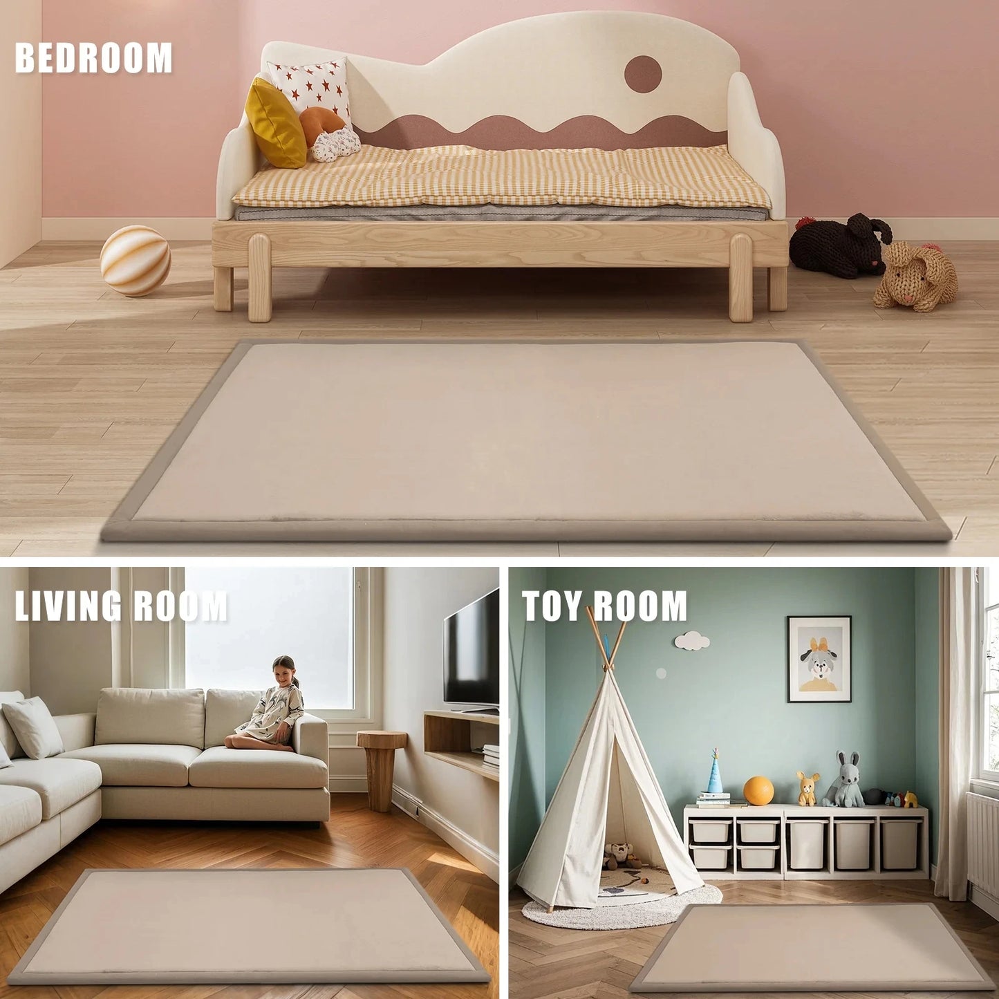 PaPaMat Soft Non Slip Baby Play Mat Flocking Floor Rug