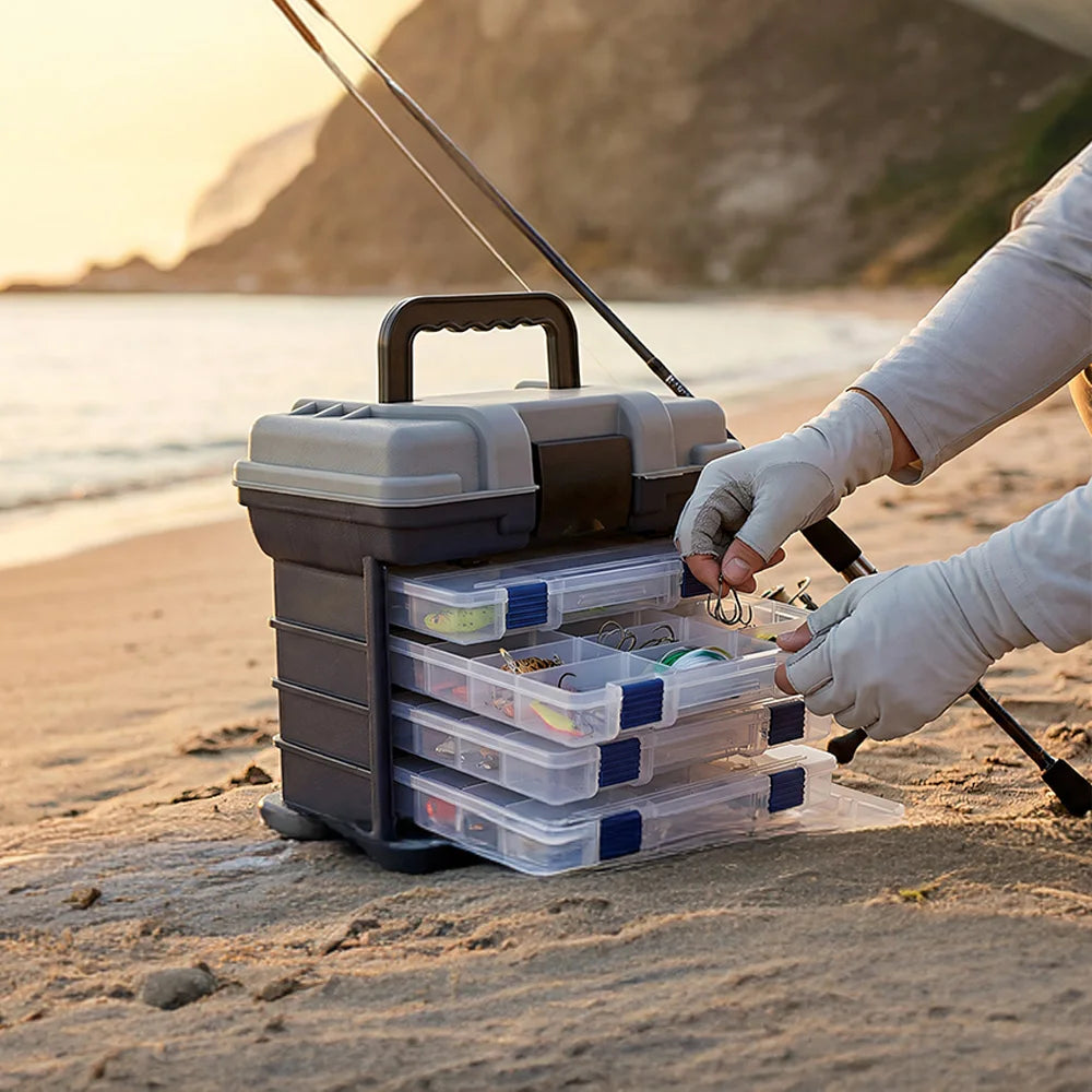 Multi Functional Fishing Handheld Storage Box With Adjustable Dividers