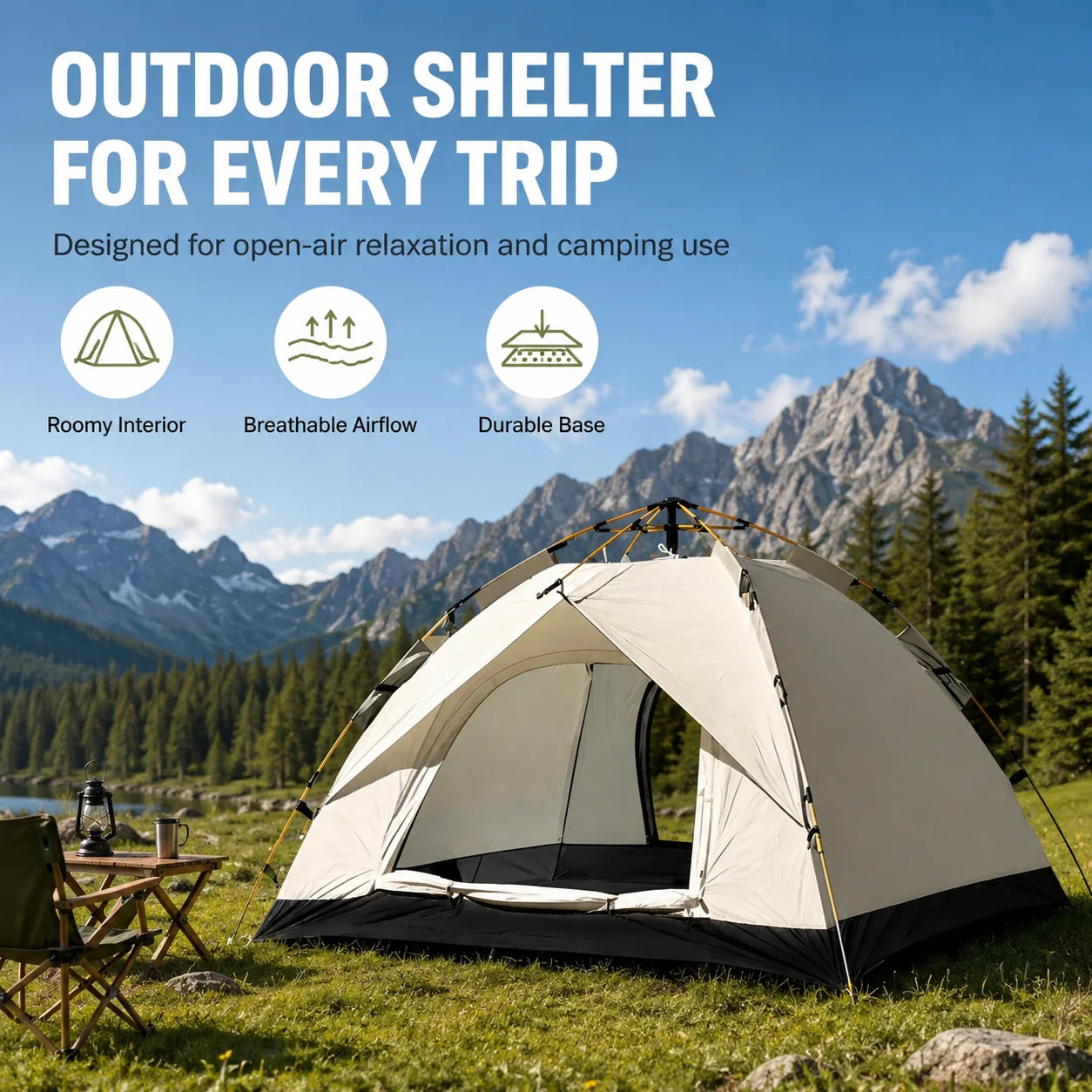 Tribenest Automatic Pop Up Tent Quick Setup Windproof Rain Resistant