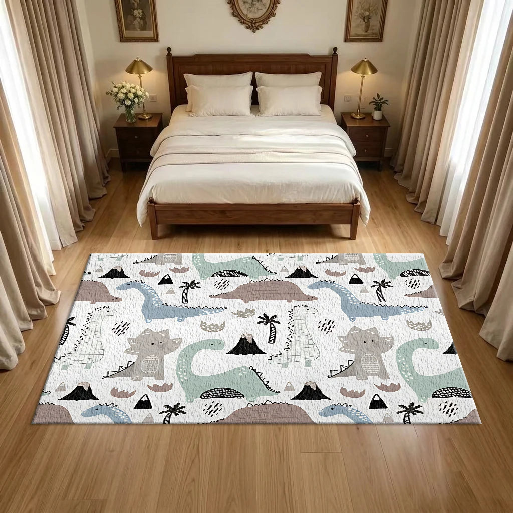 Cute Cartoon Dinosaur Non Slip Washable Area Rug For Kids
