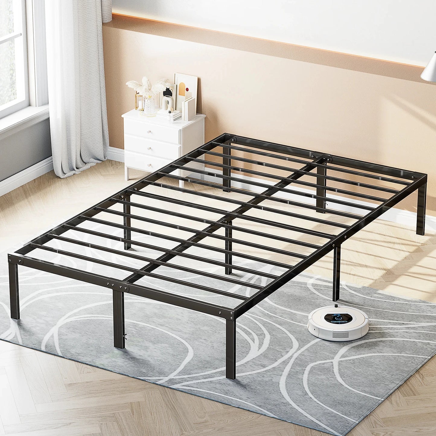JHK Steel Metal Platform Bed Frame With Storage