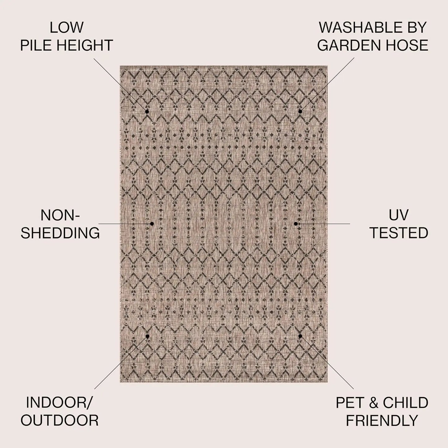 Textured Weave Indoor Outdoor Polypropylene Area Rug For Patio