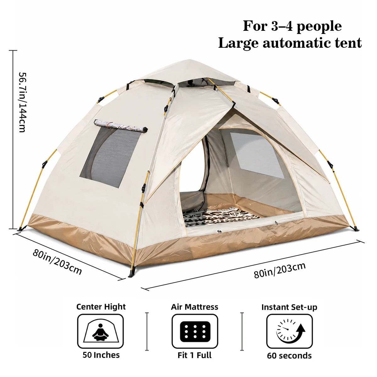 Tribenest Automatic Pop Up Tent Quick Setup Windproof Rain Resistant