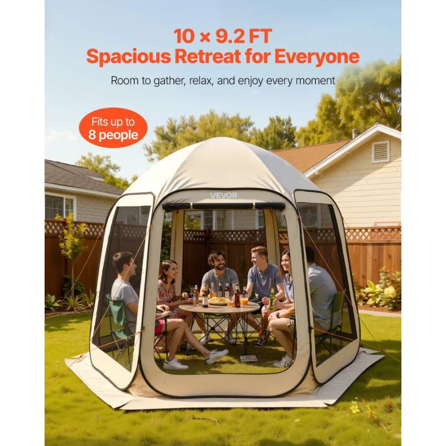 Oxford Pop Up Screen House Tent With Netting Sides Garden