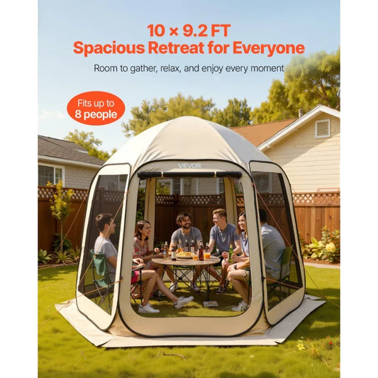 Oxford Pop Up Screen House Tent With Netting Sides Garden