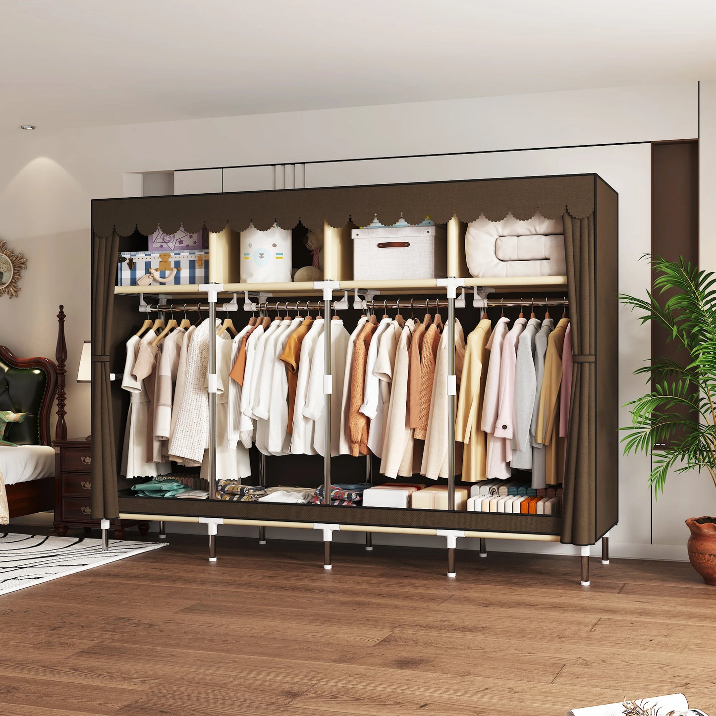 Arlukin Heavy Duty Fabric Wardrobe With 4 Hanging Rod