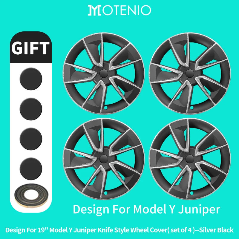 MOTENIO 4pc Smooth Style Rim Wheel Hub Cops For Tesla Model Y