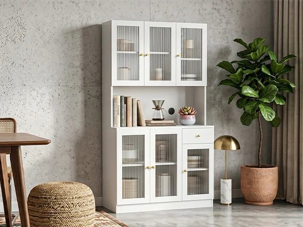 Modern Wooden Tall Storage Cabinet With Countertop