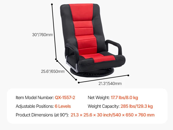 SucceBuy Floor Chair With Back Support Recycled Foam Foldable Sofa