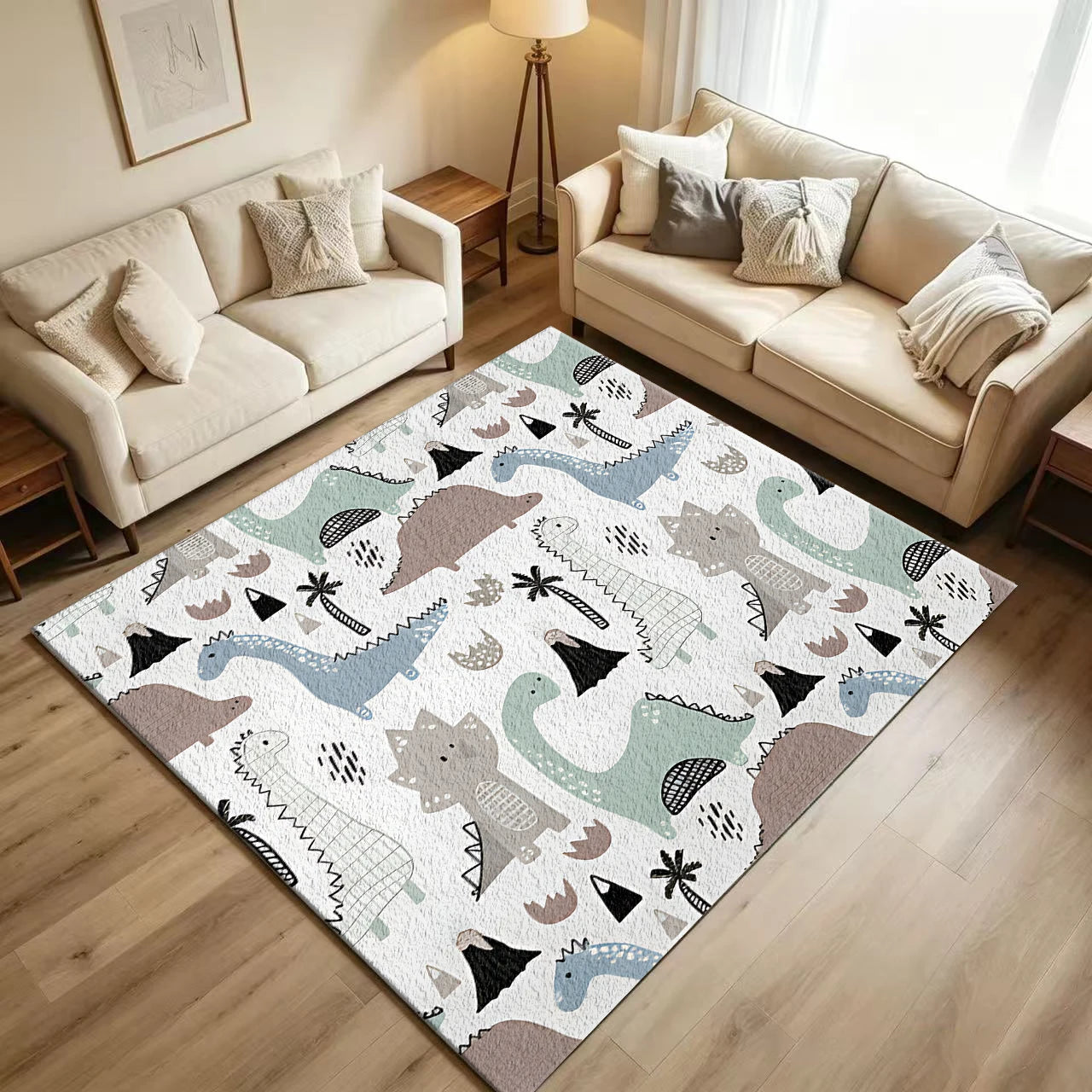 Cute Cartoon Dinosaur Non Slip Washable Area Rug For Kids