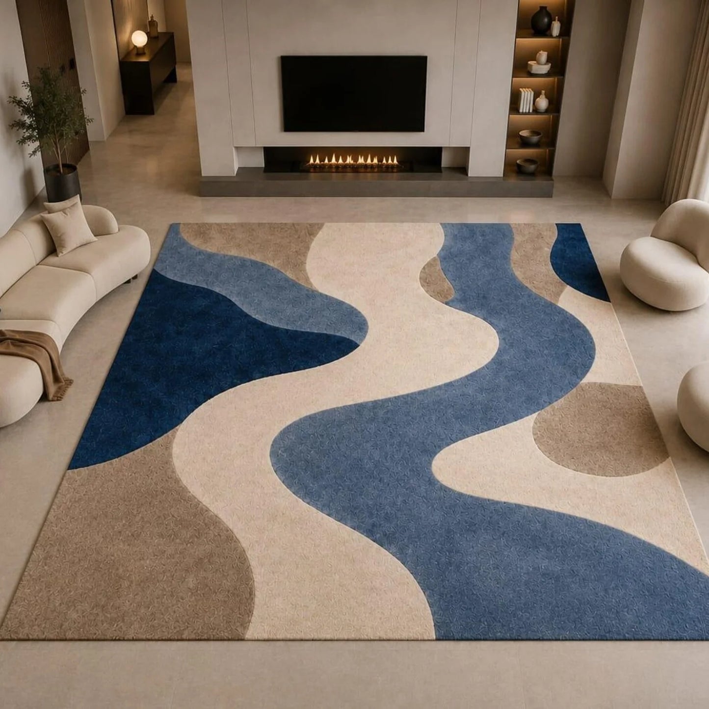 Modern Abstract Polyester Carpet For Living Room Decor