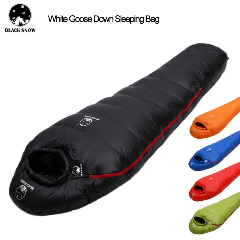 Blacksnow Goose Down Mummy Sleeping Bag Winter Thermal Outdoor Camping