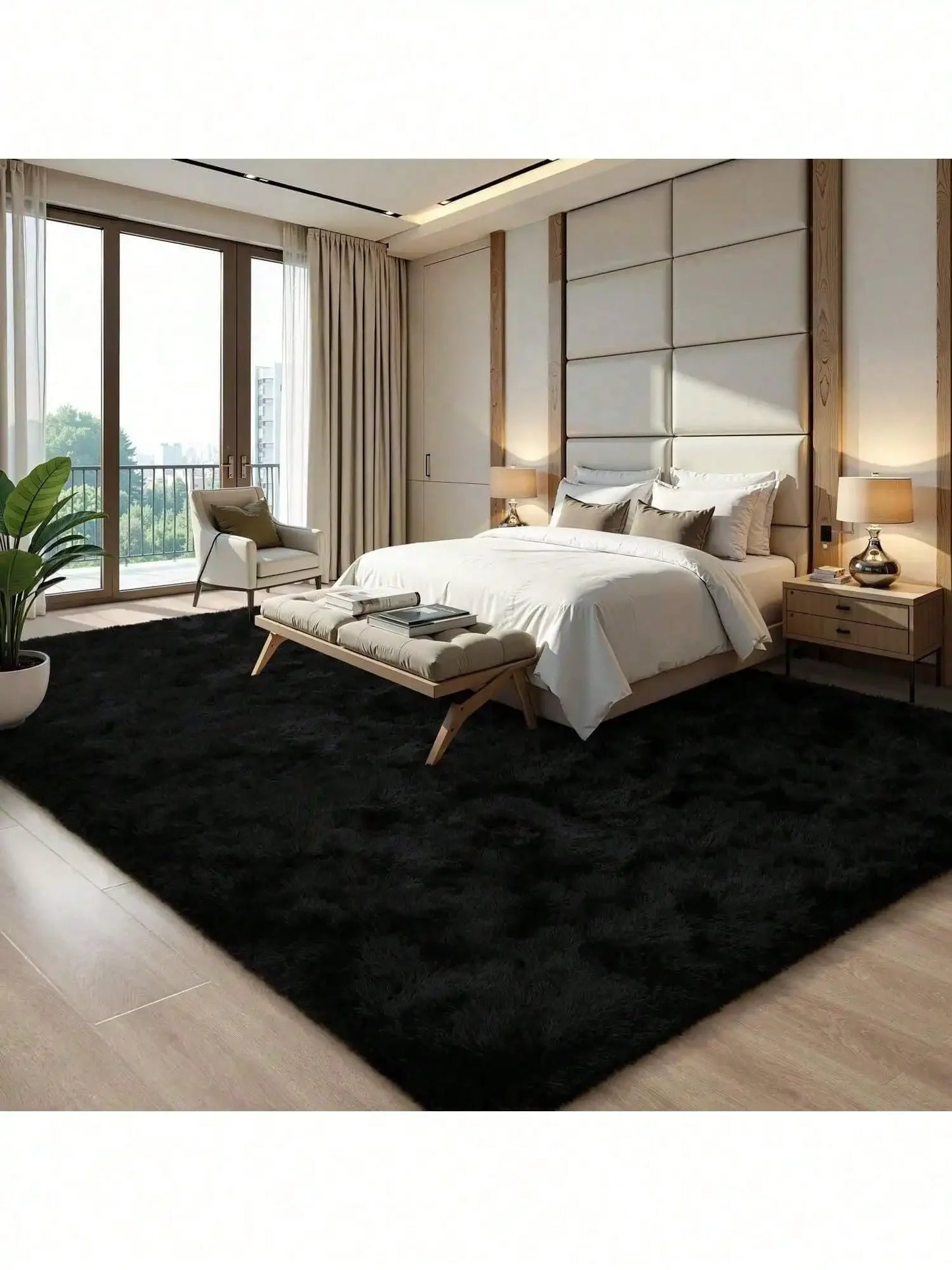 Soft Thick Non Slip Polyester Plush Long Pile Carpet
