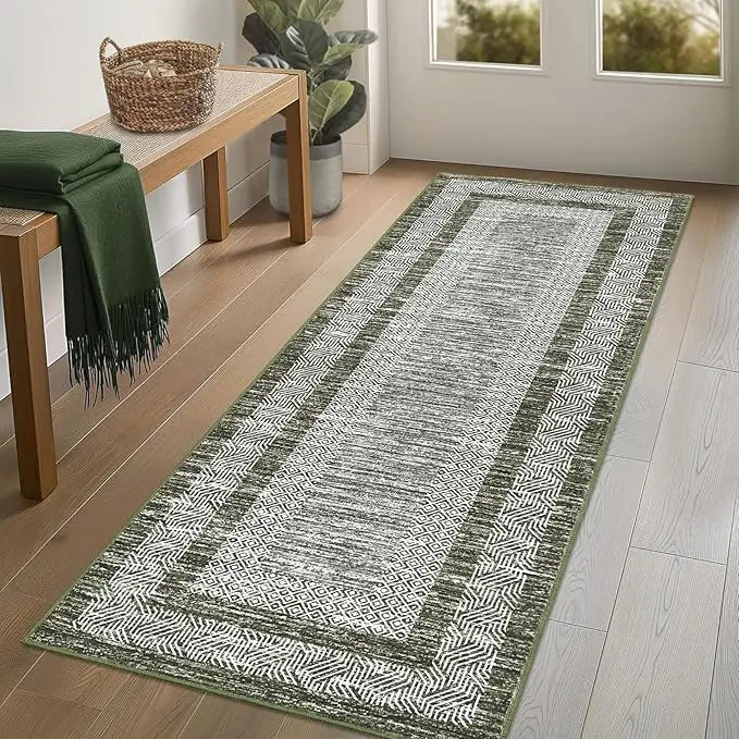 HiMISS Geometric Non Slip Runner Rug Soft Washable Carpet