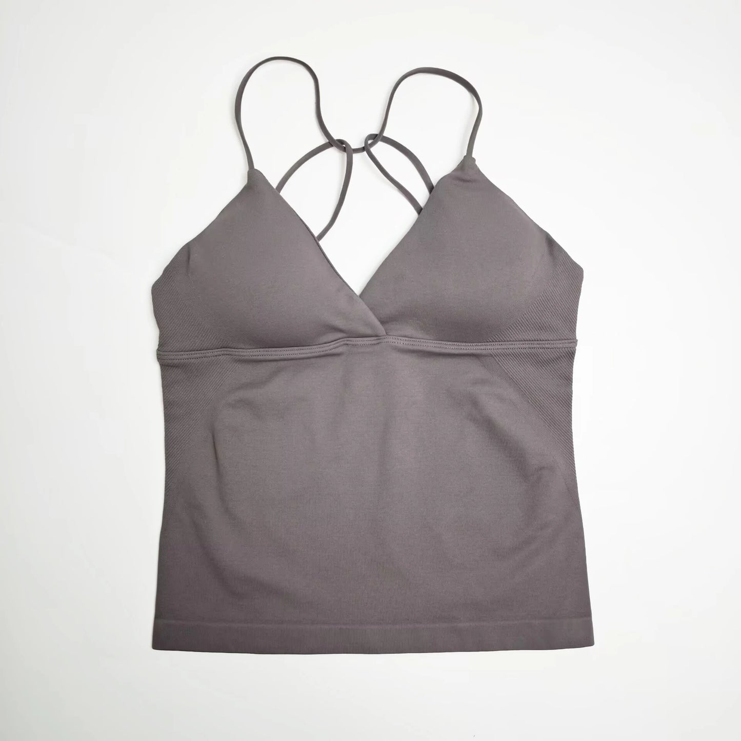 Nclagen Women Seamless Twist Front Longline Yoga Top