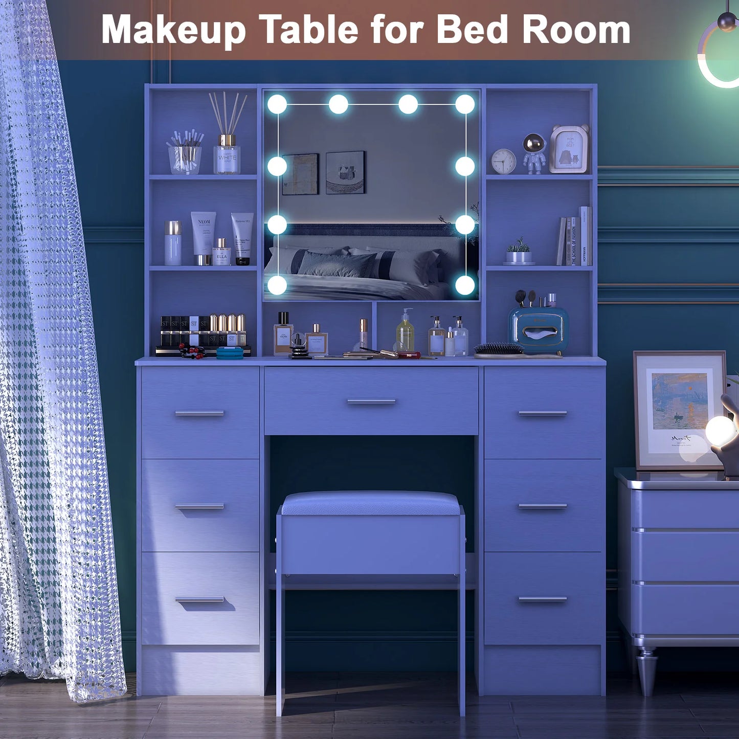 Onesaimei Minimalist Natural Wood Vanity With Light-Up Mirror