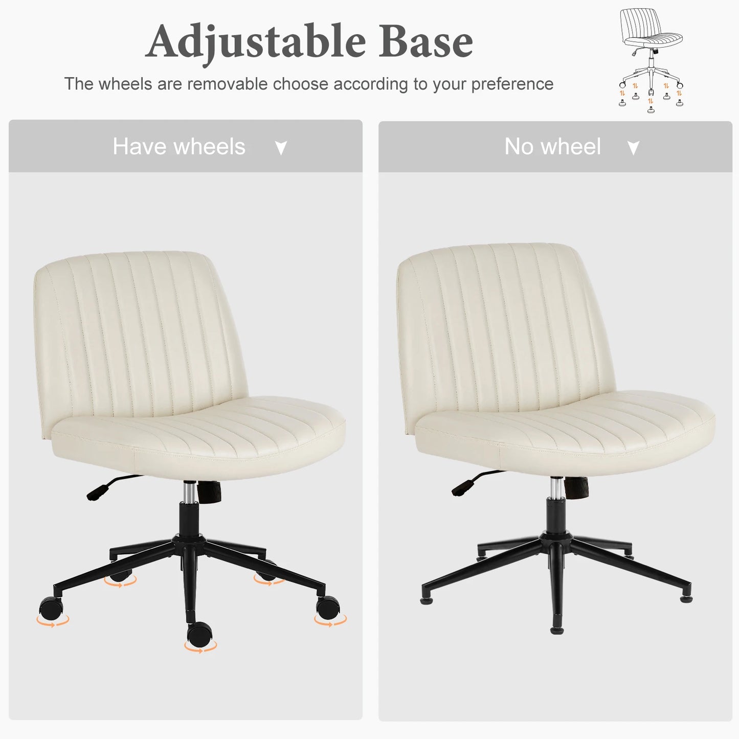 Jhk Armless Adjustable Height Swivel Desk Office Chair With Wheels