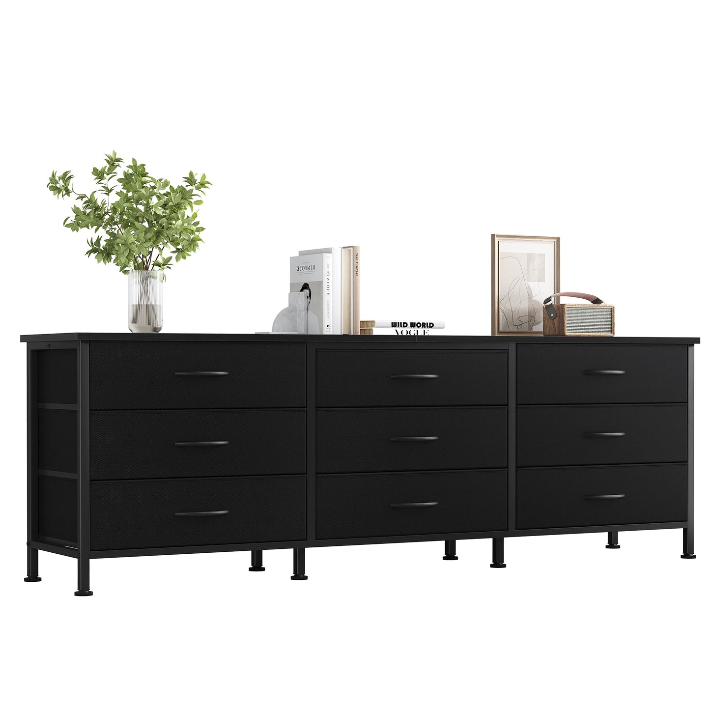MCQ Large Capacity 9 Drawer Fabric Cabinet Entertainment Center TV Stand