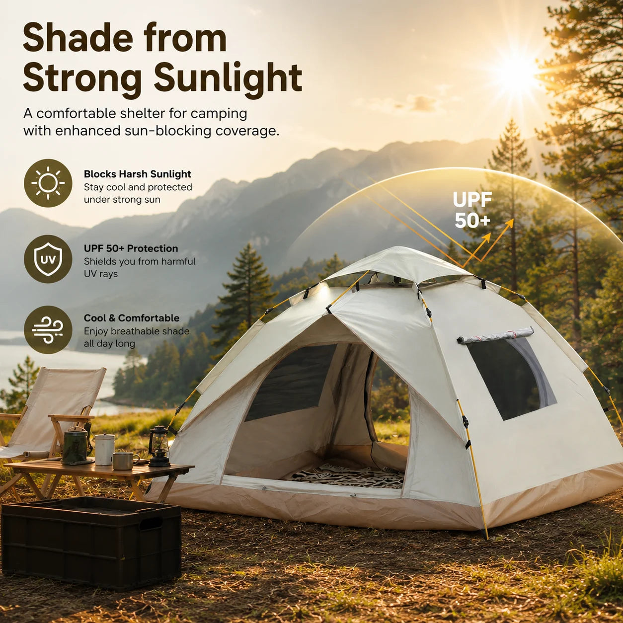 Tribenest Automatic Pop Up Tent Quick Setup Windproof Rain Resistant