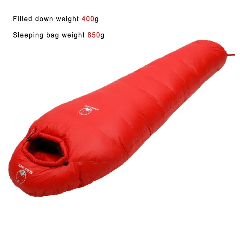 Blacksnow Goose Down Mummy Sleeping Bag Winter Thermal Outdoor Camping