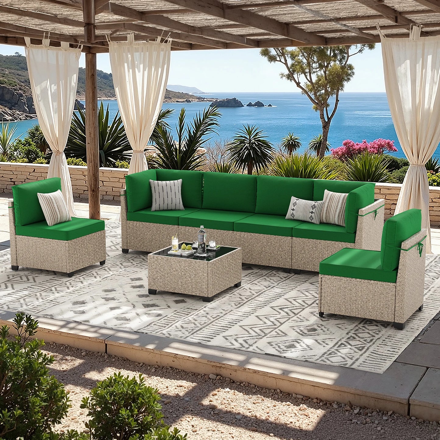 Soohow 7 Piece Outdoor Rattan Patio Furniture Set