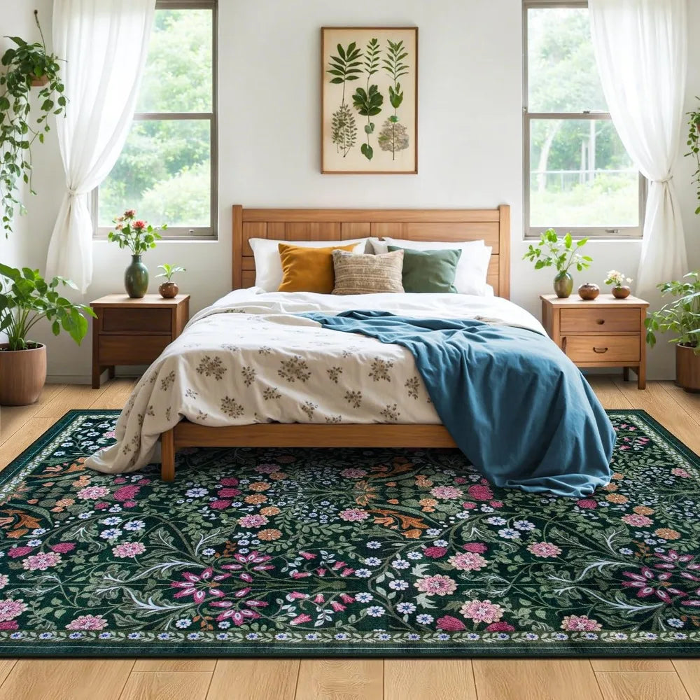 Washable Nylon Boho Area Rug Non Slip Stain Resistant Backing