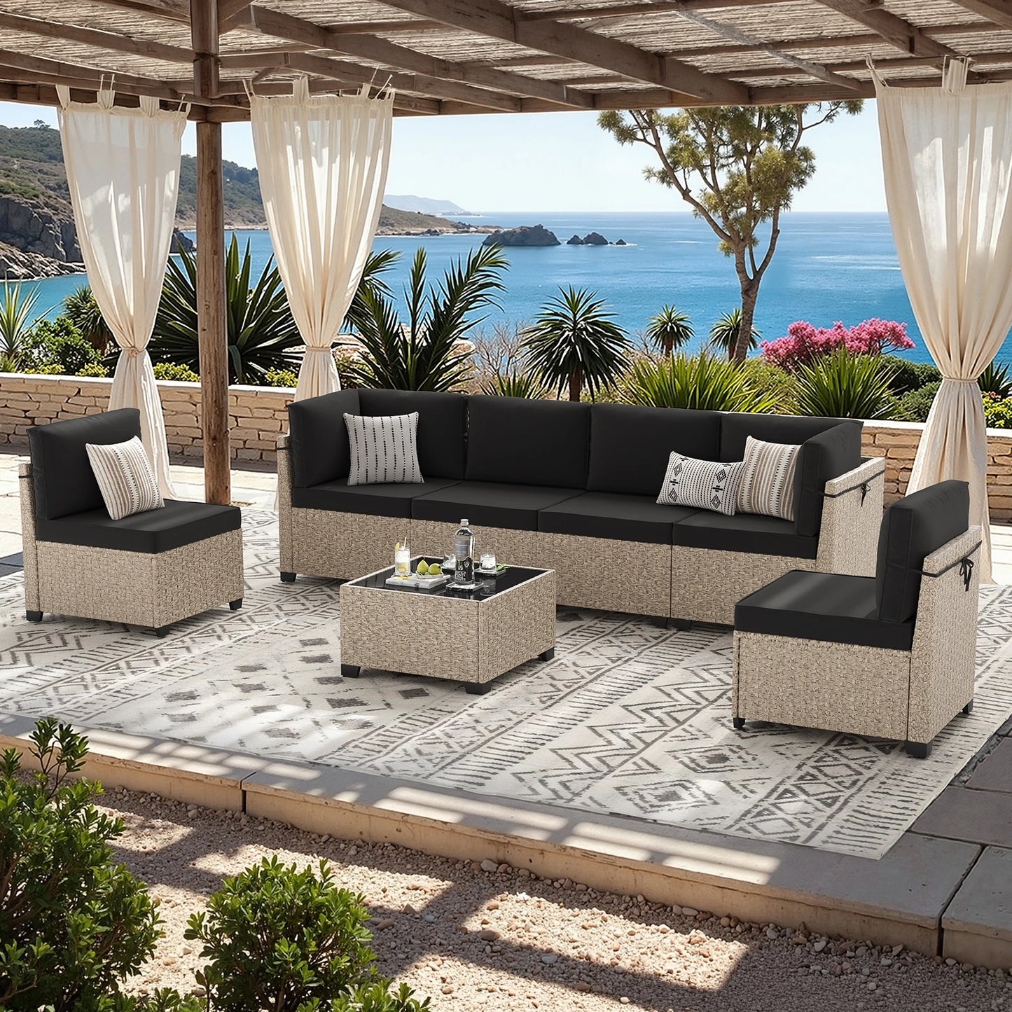 Soohow 7 Piece Outdoor Rattan Patio Furniture Set