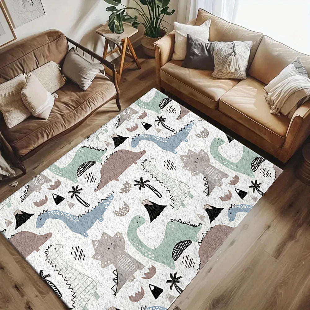Cute Cartoon Dinosaur Non Slip Washable Area Rug For Kids