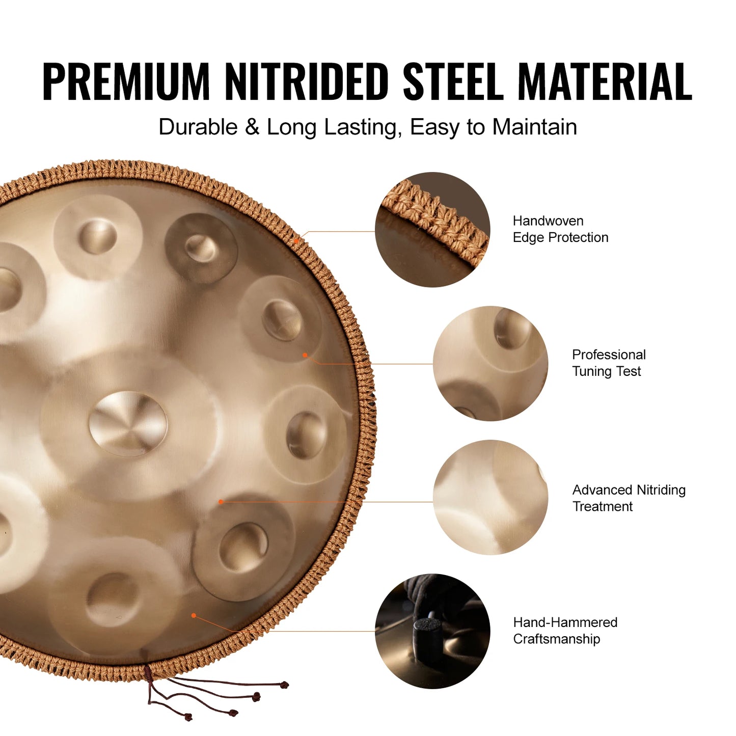 SucceBuy 22 Inch D Minor Handpan Drum With Mallets
