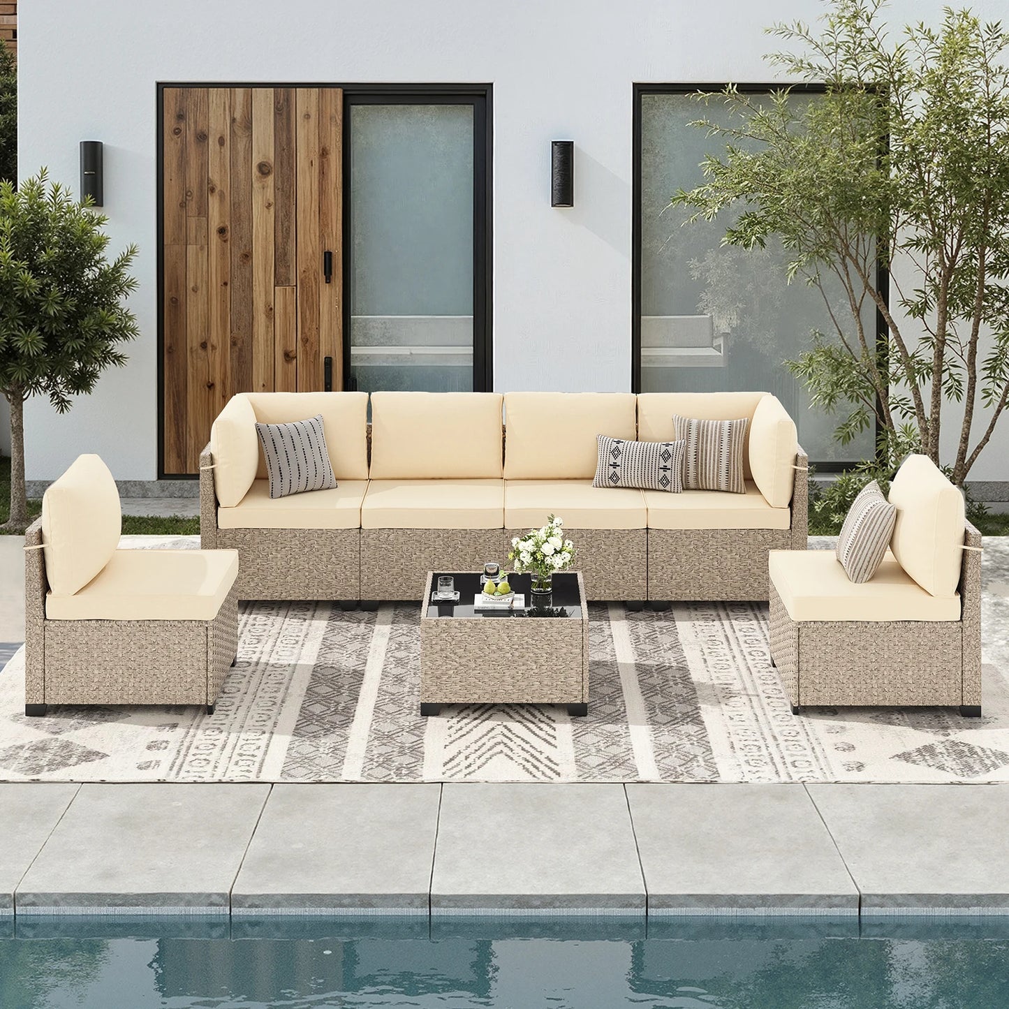 Soohow 7 Piece Outdoor Rattan Patio Furniture Set