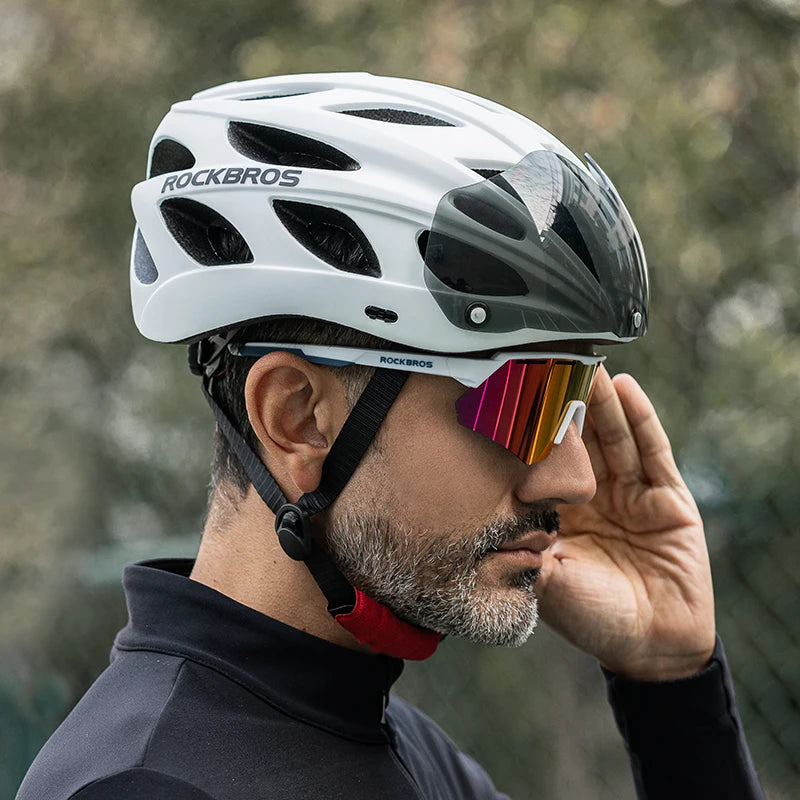 Rockbros Lightweight Cycling Helmet With Integrated Goggles