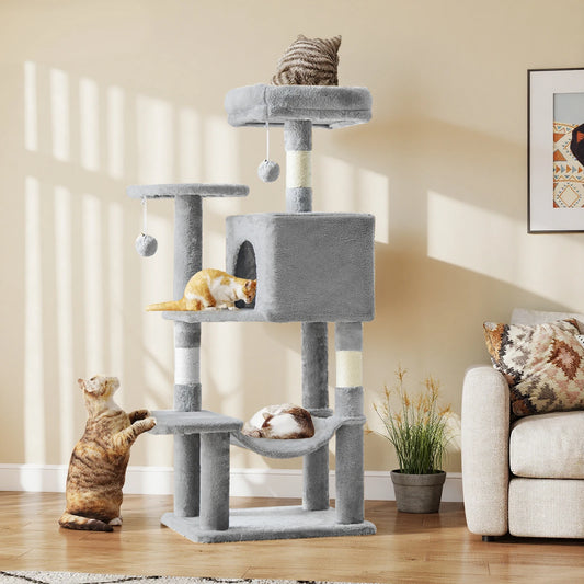 JHK Indoor Multi Cat Tower With Natural Sisal Scratching Posts