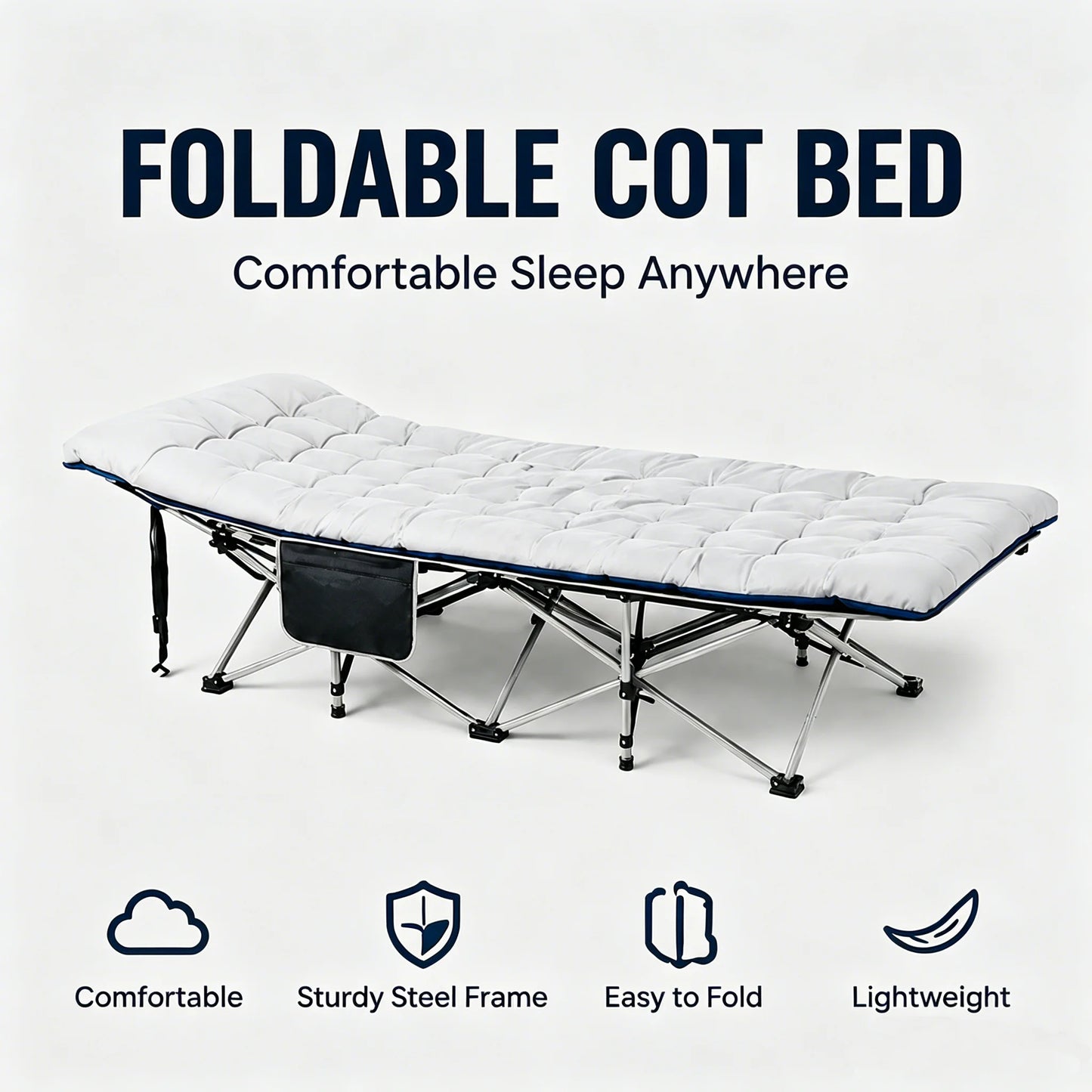Portable Folding Camping Cot Padded Mattress For Travel Office Use