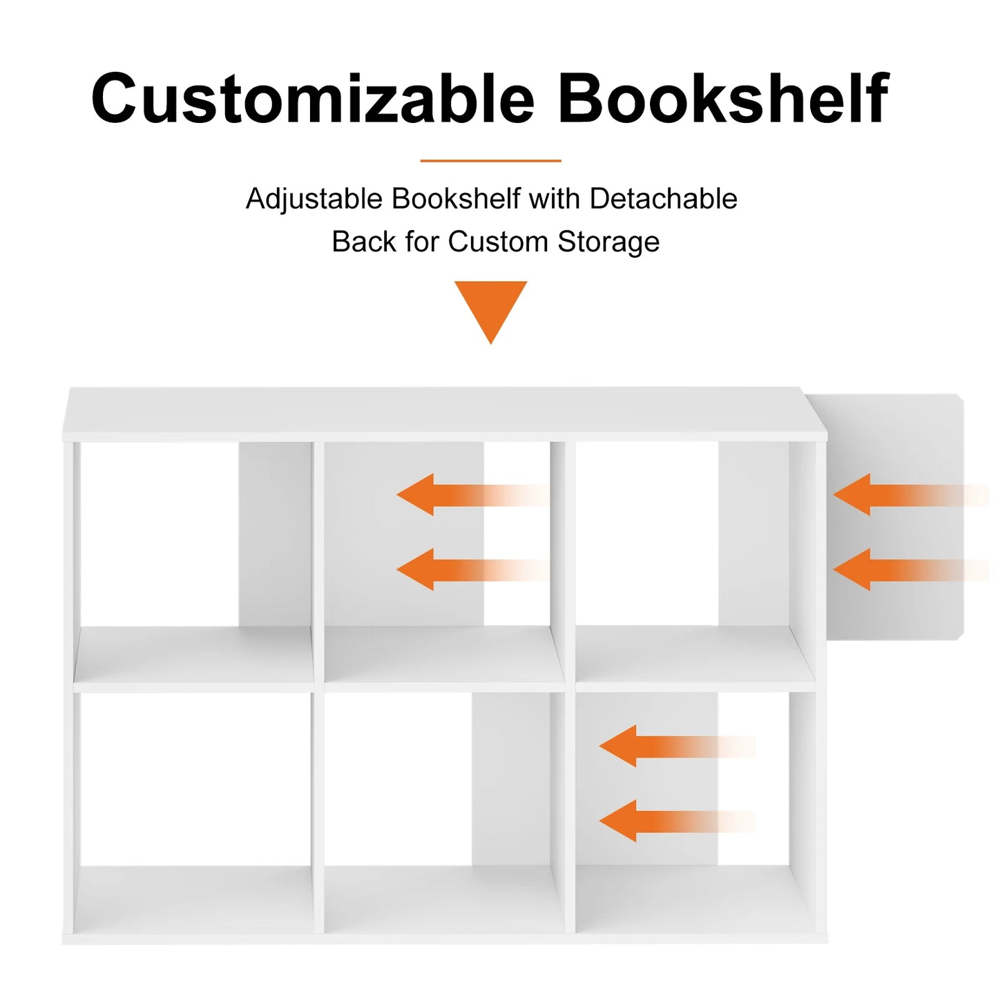 MCQ 6 Tier Wooden Bookcase Storage Organizer With Back Panels
