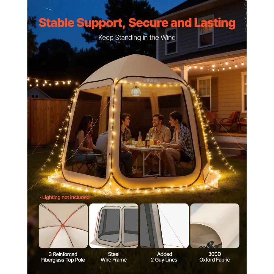 Oxford Pop Up Screen House Tent With Netting Sides Garden