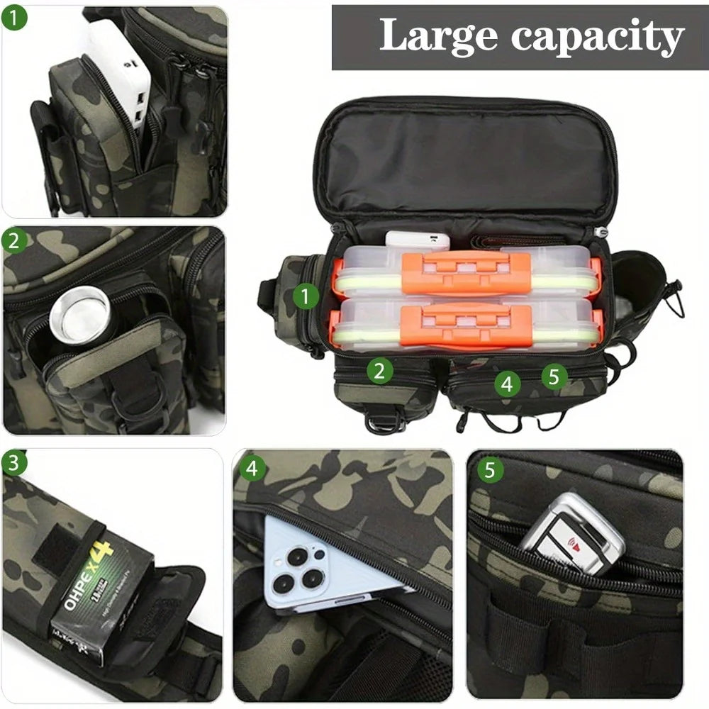 Nylon Fishing Tackle Backpack Shoulder Waist Bag